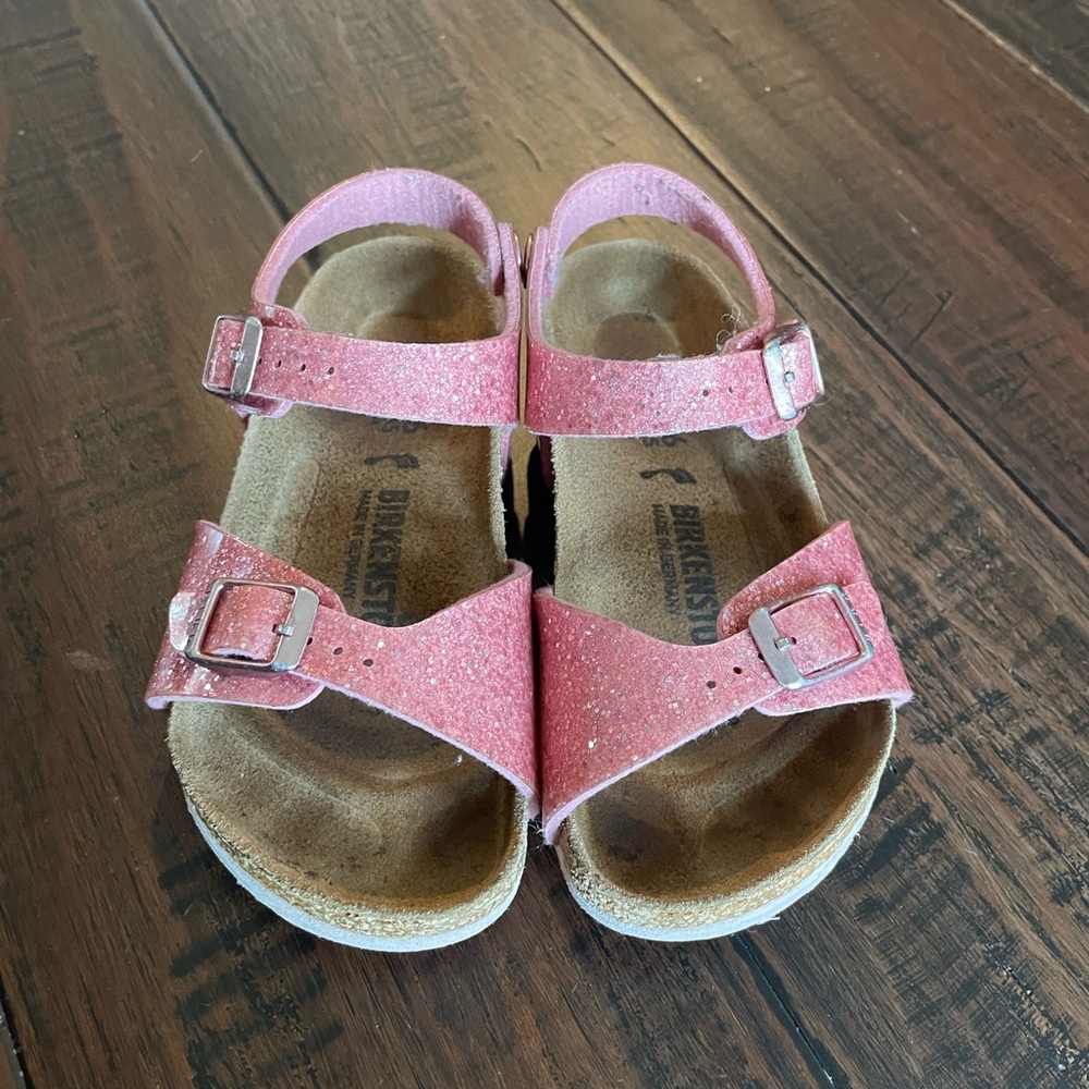 Birkenstock Pink Glitter Sandals with Adjustable Straps
